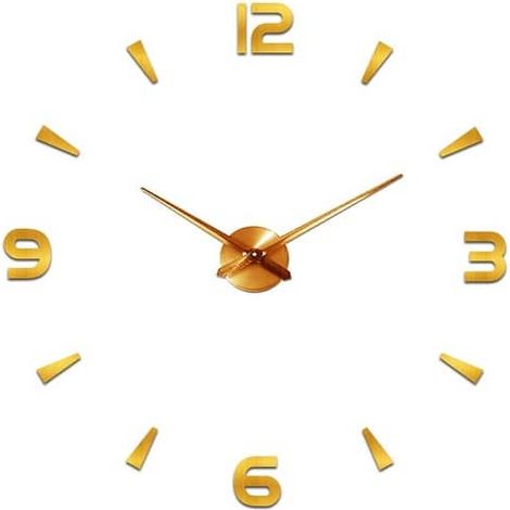 Reloj pared adhesivo redondo 50 cm Dorado