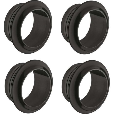 Lot de 4 rosaces de bouton poussoir en plastique noir brillant 34mm – Pour meubles en bois – Épaisseur 16mm – Design moderne (1/3)