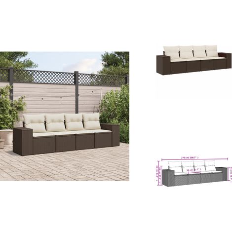 4-tlg. Garten-Sofagarnitur mit Kissen Braun Poly Rattan - Garten Sofagarnitur - Garten Sofagarnituren - Outdoor Sofagarnitur - Sofagarnitur Terrasse (1/3)