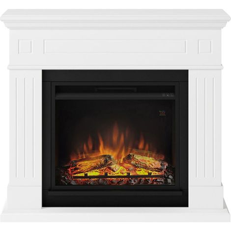 Cheminée électrique décorative Larsen blanche – Puissance 1500W – Surface d'action 37m² – Installation facile sans matériel – Tagu