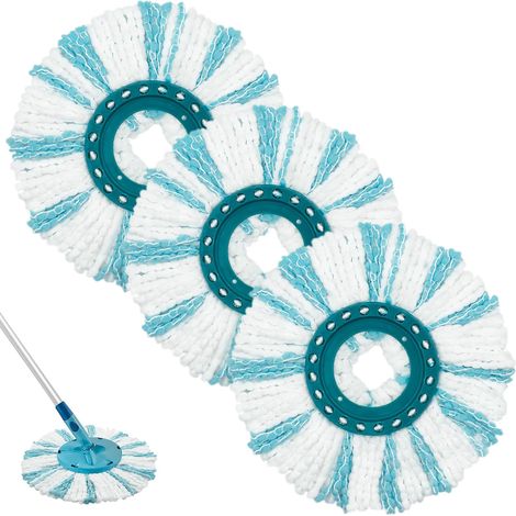 3 Piece Replacement Head mop Compatible avec Leifheit 2-Fibre System for Clean Twist Disc Micro Duo, Absorption Efficace de l'eau Décontamination Forte et pour Tous Les Types de sols. (1/5)
