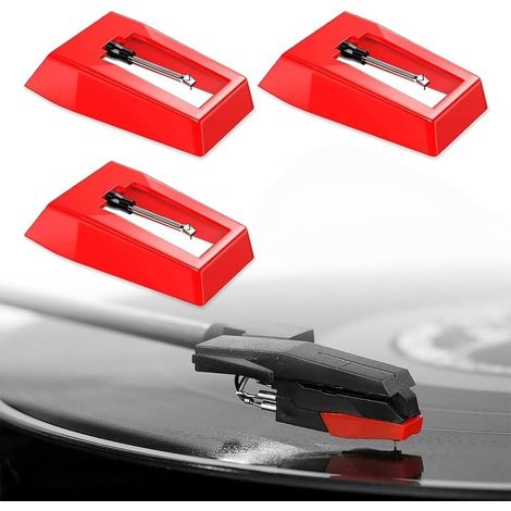 Plattenspielernadel – 3-teilig – Aluminium und ABS – Saphir-Nadel – Für LP-Plattenspieler – Rot (1/5)