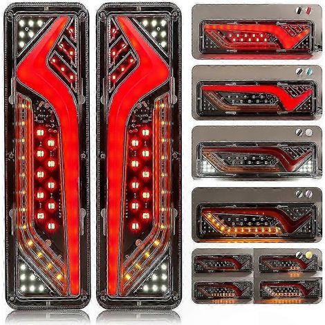 x 12V LED rear lights for trailer, truck, boat, camper van, caravan, van, brake and reversing lights, waterproof design (2 pieces, style C) (1/5)