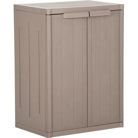 Armoire de rangement jardin 65 x 45 x 88 cm 2 étagères aspect bois moderne en PP marron (1/5)