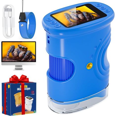 1 Microscope Numérique, Écran 2 Pouces, Grossissement 1000X, 8 LED, Pour Enfants 3 Ans
