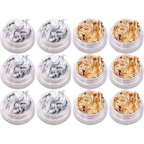 Feuille À Ongles - Or Et Argent - Pour Transfert Sur Vernis - Effet Paillette Et Miroir - Lot De 12 (1/5)
