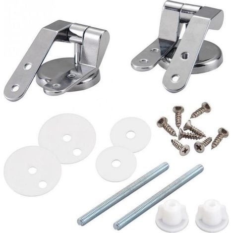 Pieces of replacement for hinges of seat of toilet - Kit of fastening for cover of toilet - Hinges of seat of toilet in aluminum of zinc - Compatible with the most of hinges (1/5)