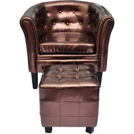 Maison Exclusive - Poltrona a Pozzetto con Poggiapiedi Marrone in Similpelle (1/5)