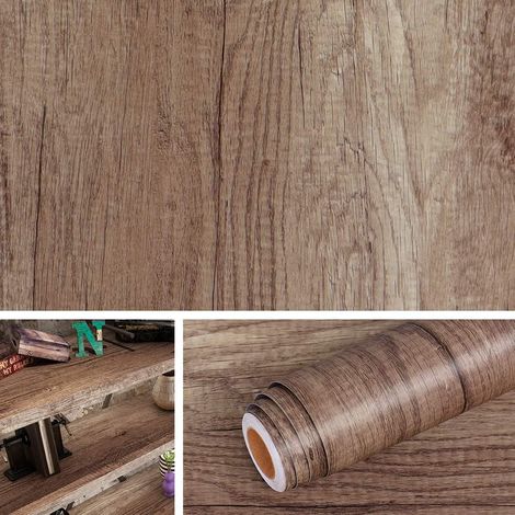 Papier Adhésif pour Meuble Bois de 60CM5M Papier Peint Adhésif Imitation Bois pour Table Porte Bureau Salon Chambre Cuisine Papier Vinyle Adhésif Amovible Lavable Imperméable (1/5)