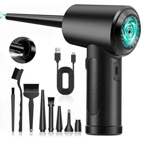 Souffleur Air Comprimé Electrique,3 Vitesses 50000 RPM/min Dépoussiérants Puissants,6000 mAh Batterie avec lumière LED,Air Comprimé Nettoyage pour Ordinateur portable,Clavier,Climatiseur (1/5)