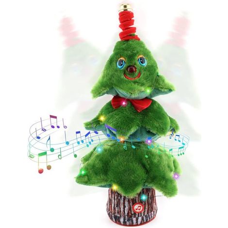 Sapin de Noël chantant et dansant, peluches de Noël musicales et lumineuses, décorations de Noël électroniques en peluche (1/5)
