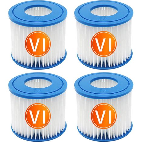 4pcs Filtres de Cartouche de Spa pour Best-Way, Cartouche de Filtre de Rechange Taille VI Compatible avec Lay-Z-Spa, Miami, Vegas, Palm Springs, Paris Monaco (1/5)