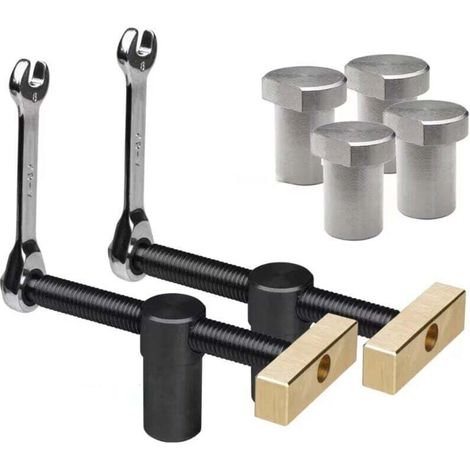 Set of 2 Tabletop Vise Clamps for Woodworking, Quick-Release Workbench Clamps, Adjustable Desk Clip with 4 Bench Dogs, Drill Press Vise for Woodworking Tools (1/4)