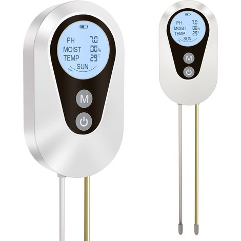 Testeur Humidité Plante, 4 en 1 Hygrometre Plante avec Humidité/pH/Température/Lumière Solaire, Testeur pH Sol pour Jardinage (1/5)