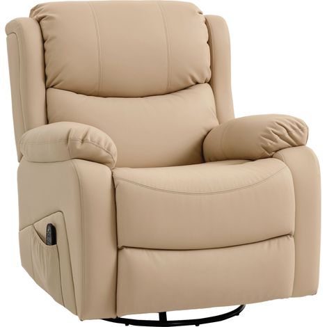 Poltrona Relax Reclinabile 87x97X100 cm con 8 Punti Massaggianti Riscaldanti e Poggiapiedi Beige (1/5)