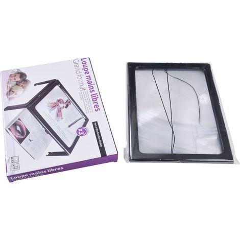 A4 Pleine Page Loupe de Lecture Loupe Sur Pied Rectangulaire Mains Libres avec 4 LED Lampe Lentille de Grossissement 3X pour Lire pour les Personnes âgées Les Aînés et Les Malvoyants de