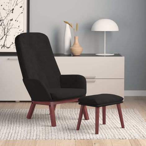 Chaise de relaxation avec repose-pied Chaise scandinave Chaise de salon Noir Velours 74629 (1/5)