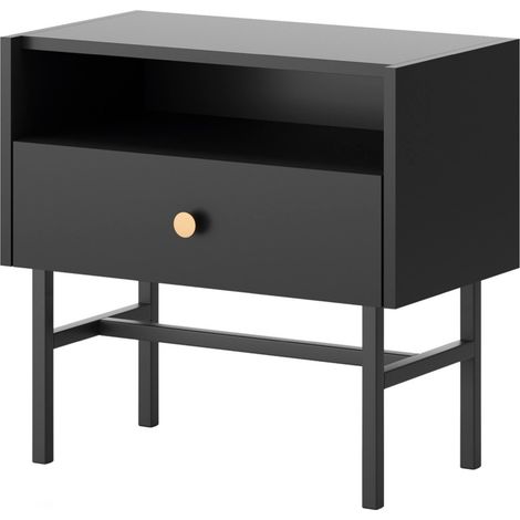 Selsey Divenos - Comodino con cassetto - 54 cm - nero (1/5)