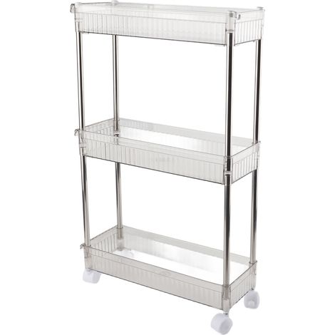 Étagère de salle de bain pour produits cosmétiques, étagère de rangement transparente, organisateur de salle de bain à plusieurs niveaux, 3 niveaux, 37 x 12 x 50 cm (1/5)