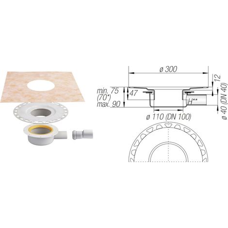 Kerdi Drain Base Set Scarico Orizz. Dn40