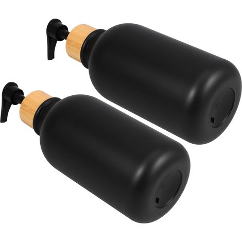 Juego de 2 dispensadores esmerilados con forma de animal y bomba de bambú, portátiles para gel de ducha, jabón de manos o aceite. (1/5)