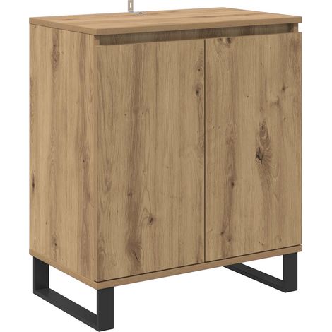 Vidaxl – Buffet en bois d'ingénierie 60 x 35 x 70 cm – Style moderne avec pieds en fer – Rangement pratique avec étagères et portes à charnières