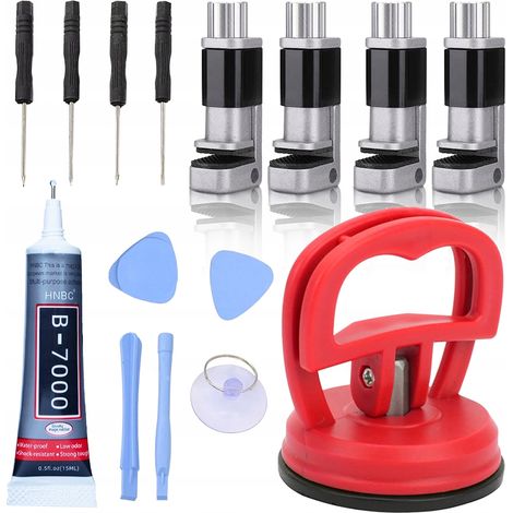 Kit de reparación de pantallas LCD Rosfix 4 en 1 - Kit GSM: 10 herramientas + pegamento B7000 de 15 ml + ventosa de 55 mm + 4 tornillos de banco para LCD  Para reparación de teléfonos y pantallas (1/5)