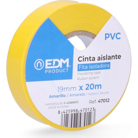 Cinta Aislante 20m x 19mm Amarilla EDM Calidad "Supra" (1/3)