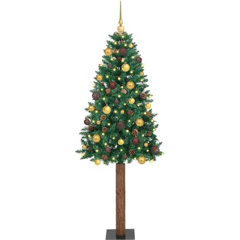 Schlanker Weihnachtsbaum mit 300 LEDs mit Ständer Grün 210 cm vidaXL (1/5)