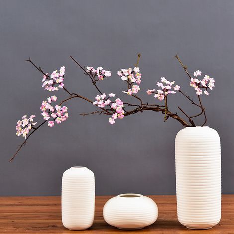Branche de Rotin de Fleur de Cerisier de Simulation Zen, Ornement de Fausse Fleur Arrangement Floral Simple Réaliste Petite Branche Séchée Florale Salon de thé (J) (1/5)