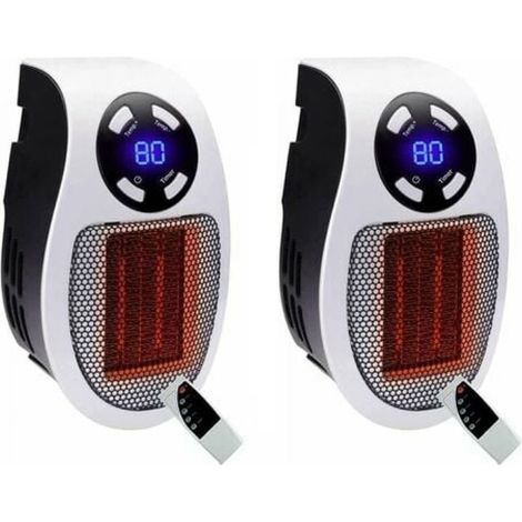 Calefactor eléctrico enchufable - Mini calefactor eléctrico cerámico de 500 W, ligero y compacto, termostato ajustable, función de ventilador, tecnología PTC, blanco. (1/5)