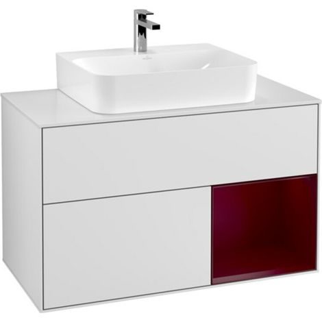 V&B Waschtischunterschrank Wandbeleuchtung Finion 100, Pl wh. m, Reg re Peo, wh. m Lac (1/2)