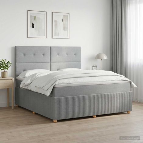 vidaXL Cama de muelles con LED y colchón Gris Claro 140 x 200 cm Tela (1/5)