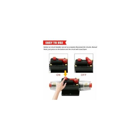 Kfz-Sicherungsautomat, Kfz-Schutzschalter 12–24 V DC, manueller Rückstellschalter, Kfz-Audio-Sicherung, Inline-Sicherungsblock (60 A) – Crezuo