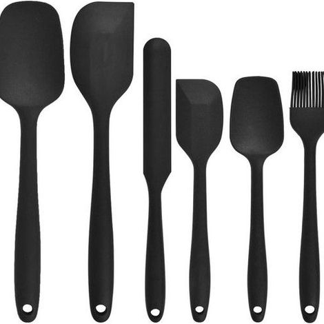 Pièces Ustensiles de Cuisine Spatules en Silicone Antiadhésifs et Souples, Kit Spatules de Cuisine avec Pinceau pour (1/5)