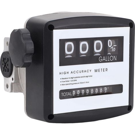 Débitmètre mécanique en aluminium pour carburant, 4 chiffres, mesure en gallons, haute précision, lecture facile (1/5)