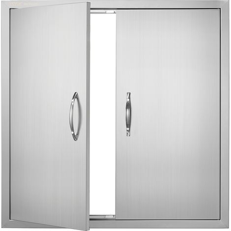 VEVOR Puerta de Acceso a Barbacoa 790 x 790 x 46 mm Puerta de Cocina Exterior Doble Puerta Empotrada de Acero Inoxidable con Manija para Isla de Barbacoa, Estación de Parrilla, Armario Exterior