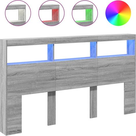 Maison Exclusive - Cabecero de cama con luz LED gris Sonoma 180x1