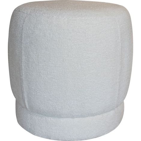 Pouf en tissu bouclette et structure en bois, MALO (1/5)