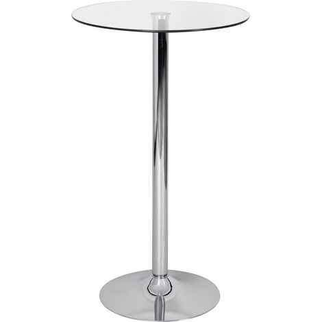 Table bistrot ronde 60x60x105 cm en verre et pied chromé (1/3)