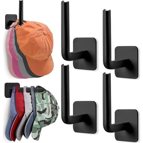 4 PCS Porte Casquette Support Casquette Porte Chapeau Winter Shore Support de Casquettes Support Casquette Mural Range Casquette pour Chambre, Placard, Dressing ou Vestiaire (1/4)