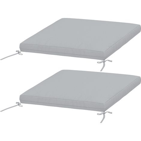 Set mit 2 Gartenstuhlkissen 50x50 cm, rutschfeste Schaumstoffpolster mit hoher Dichte, grau