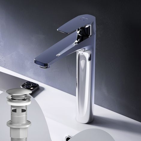 AM.PM Waschtischarmatur Hoch mit Pop-Up Ablaufventil Waschbecken Armatur Einhebelmischer Badarmatur Mischbatterie für Badezimmer Aufsatzwaschbecken (1/5)