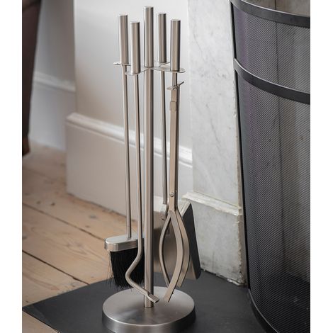 Garden Trading Ebrington Fireside Wood Burning Stove Companion Tool Set Silver