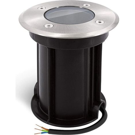 Boru Spot encastrable au sol rond pour GU10 - Aspect brossé - Câble IP67 préinstallé,Ø 110mm 130mm(Ampoule non incluse) (1/5)