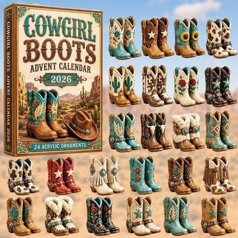 Botte de cowboy et chapeau calendrier avent 2026 2D