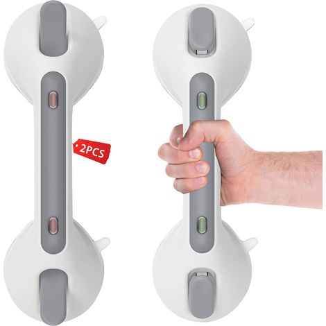Poignées de Douche à Ventouse 2 Pièces 12 Pouces,Barre d'Appui Adhésive pour Bain,Poignée de Sécurité Sans Perçage,Aide à la Mobilité pour Personnes Âgées et Enfants (1/5)