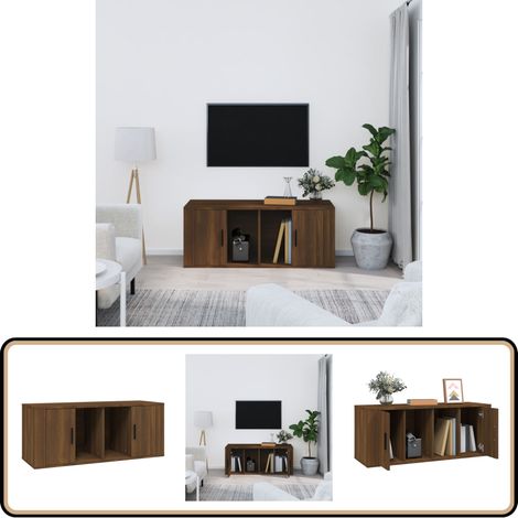 Meuble TV Chêne marron 100x35x40 cm Bois d'ingénierie - Meubles Tv - Meuble Tv - Support Tv - Unité Tv - Rangement Tv