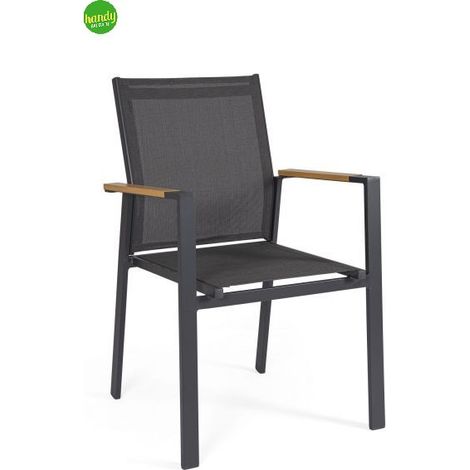 Poltrona da Esterno in Alluminio Heta colore Antracite con Braccioli Effetto Legno (1/5)