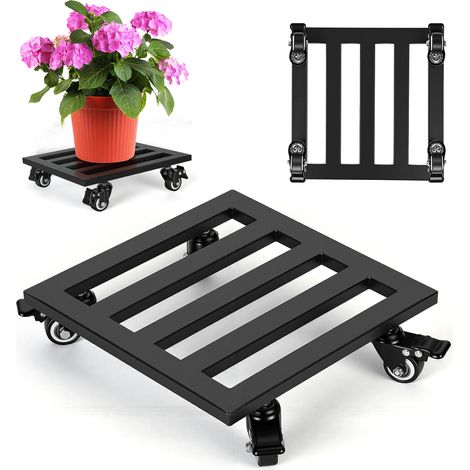 TolleTour 4 piezas set soporte de plantas de metal 30 cm bandeja para plantas con ruedas capacidad de carga 160 kg 4 ruedas giratorias para interior exterior (1/5)